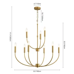French Farmhouse Brass 2-Tier Candle Style Chandelier