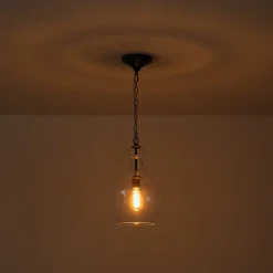 French Farmhouse 1-Light Glass Bell Kitchen Pendant Light