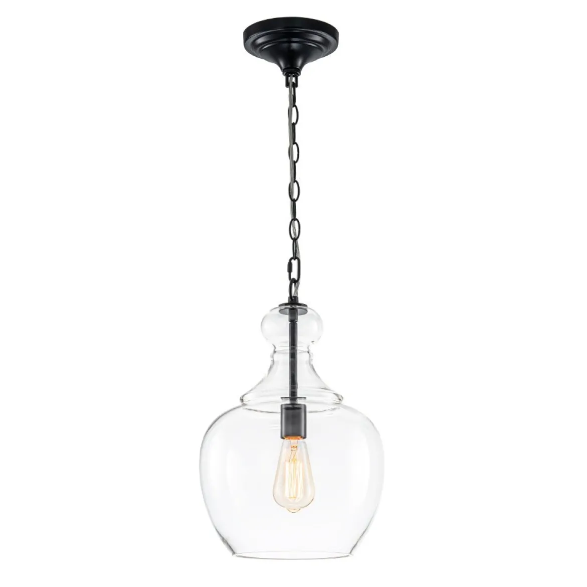 French Farmhouse 1-Light Glass Bell Kitchen Pendant Light