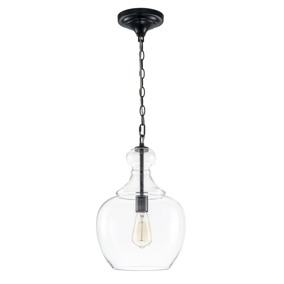 French Farmhouse 1-Light Glass Bell Kitchen Pendant Light