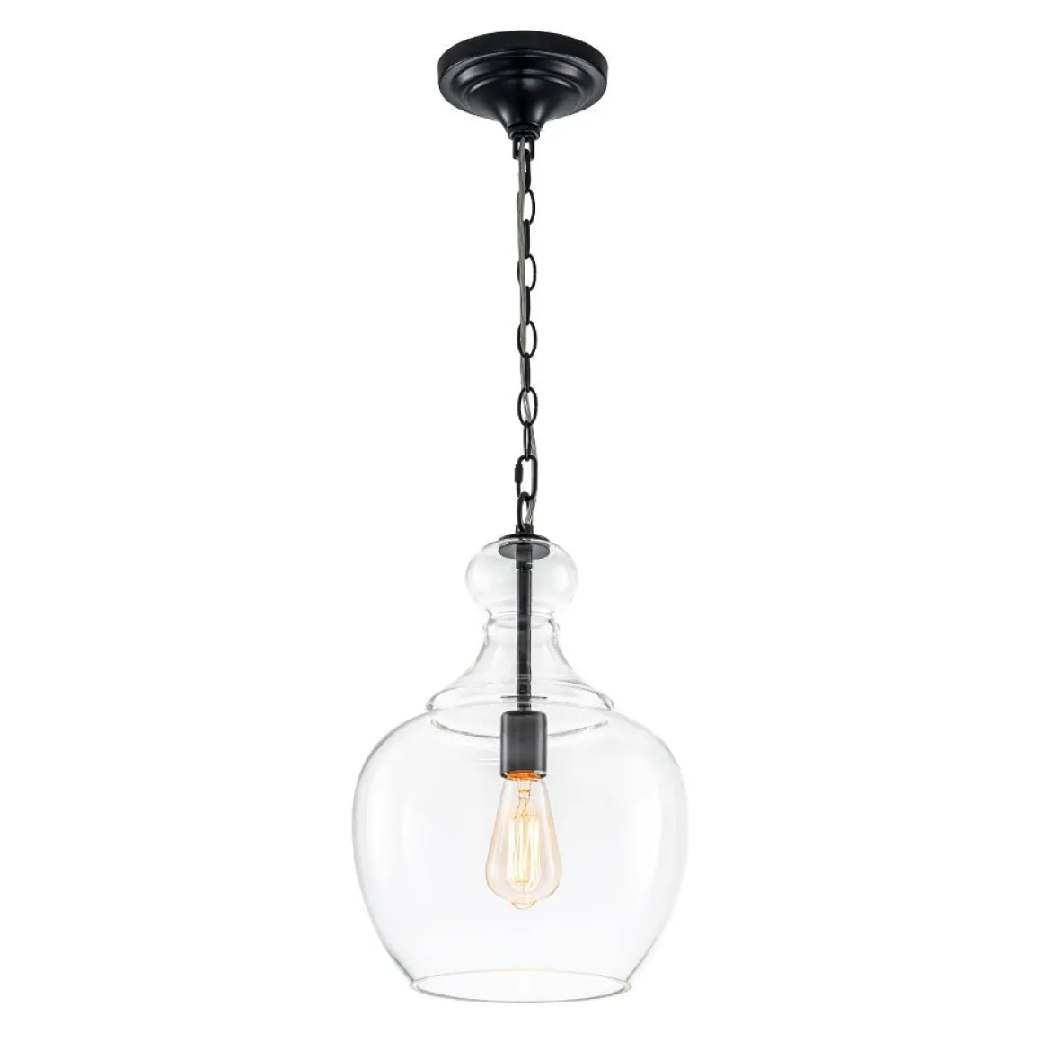French Farmhouse 1-Light Glass Bell Kitchen Pendant Light