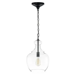 French Farmhouse 1-Light Glass Bell Kitchen Pendant Light