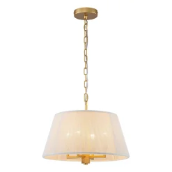 French 4-Light Candle Woven Beige Thread Drum Cage Pendant