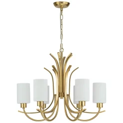 French 6-Light Frosted Glass Shade Scrolling Chandelier