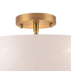 French 3-Light White Clouded Glass Round Semi Flush Mount