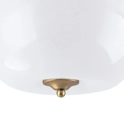 French 3-Light White Clouded Glass Round Semi Flush Mount