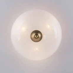 French 3-Light White Clouded Glass Round Semi Flush Mount