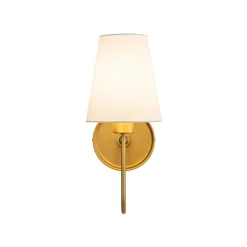 French 1-Light White Linen Conical Vanity Wall Sconce