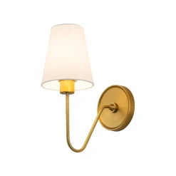 French 1-Light White Linen Conical Vanity Wall Sconce