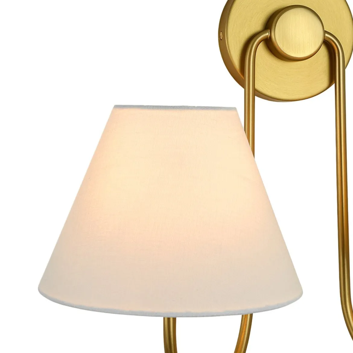French 2-Light White Linen Conical Vanity Wall Lamp
