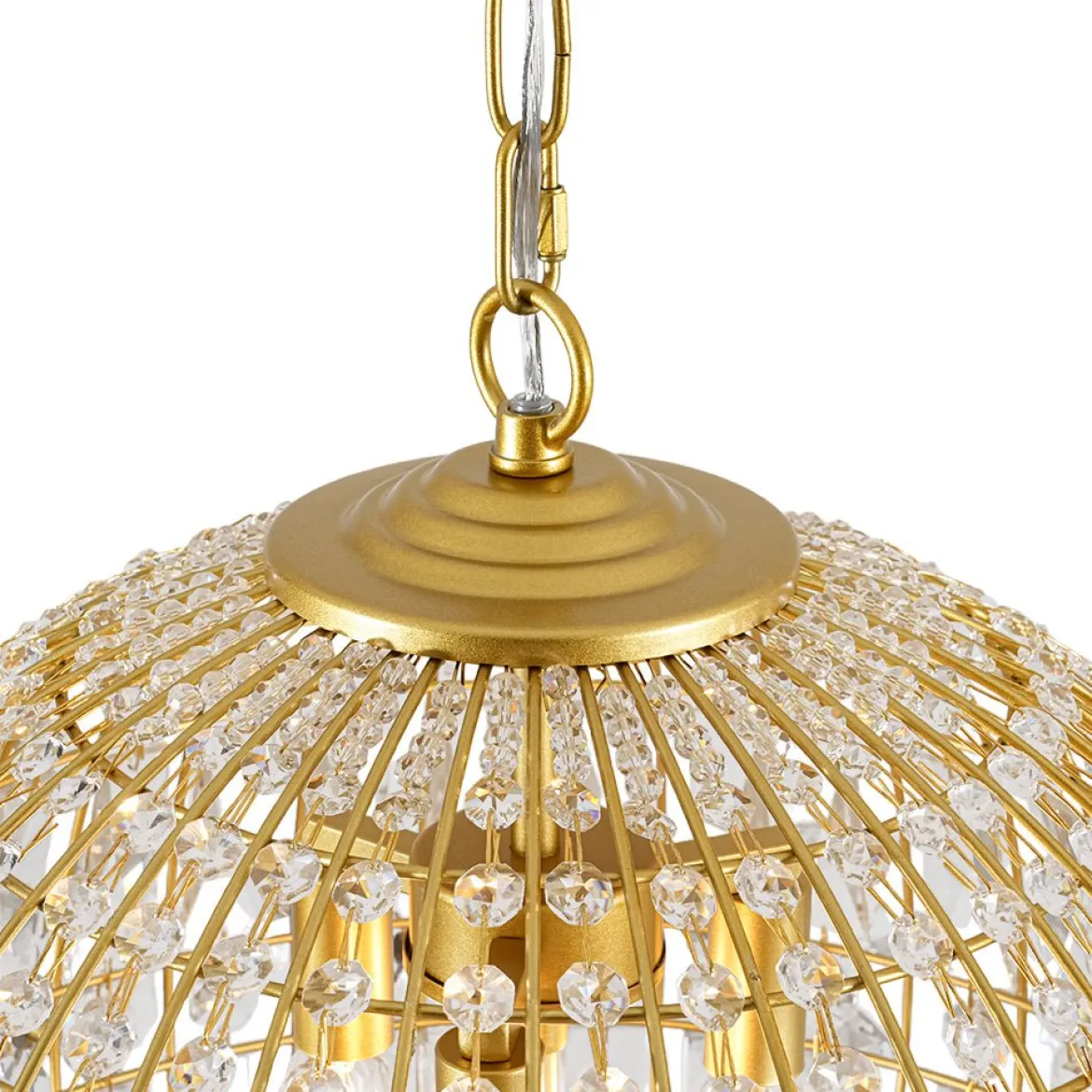 French Luxury Brass Floral Crystal Globe Chandelier