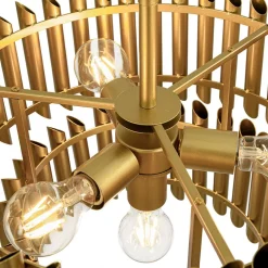 French Luxury Gold 2-Tier Metal Drum Cage Chandelier