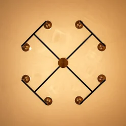 French Modern Iron 8-Light Candle Chandelier