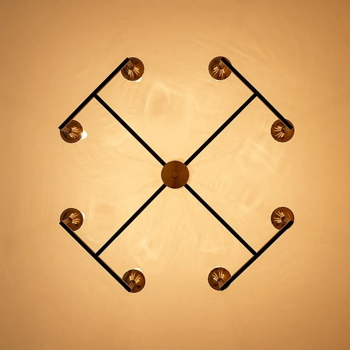 French Modern Iron 8-Light Candle Chandelier