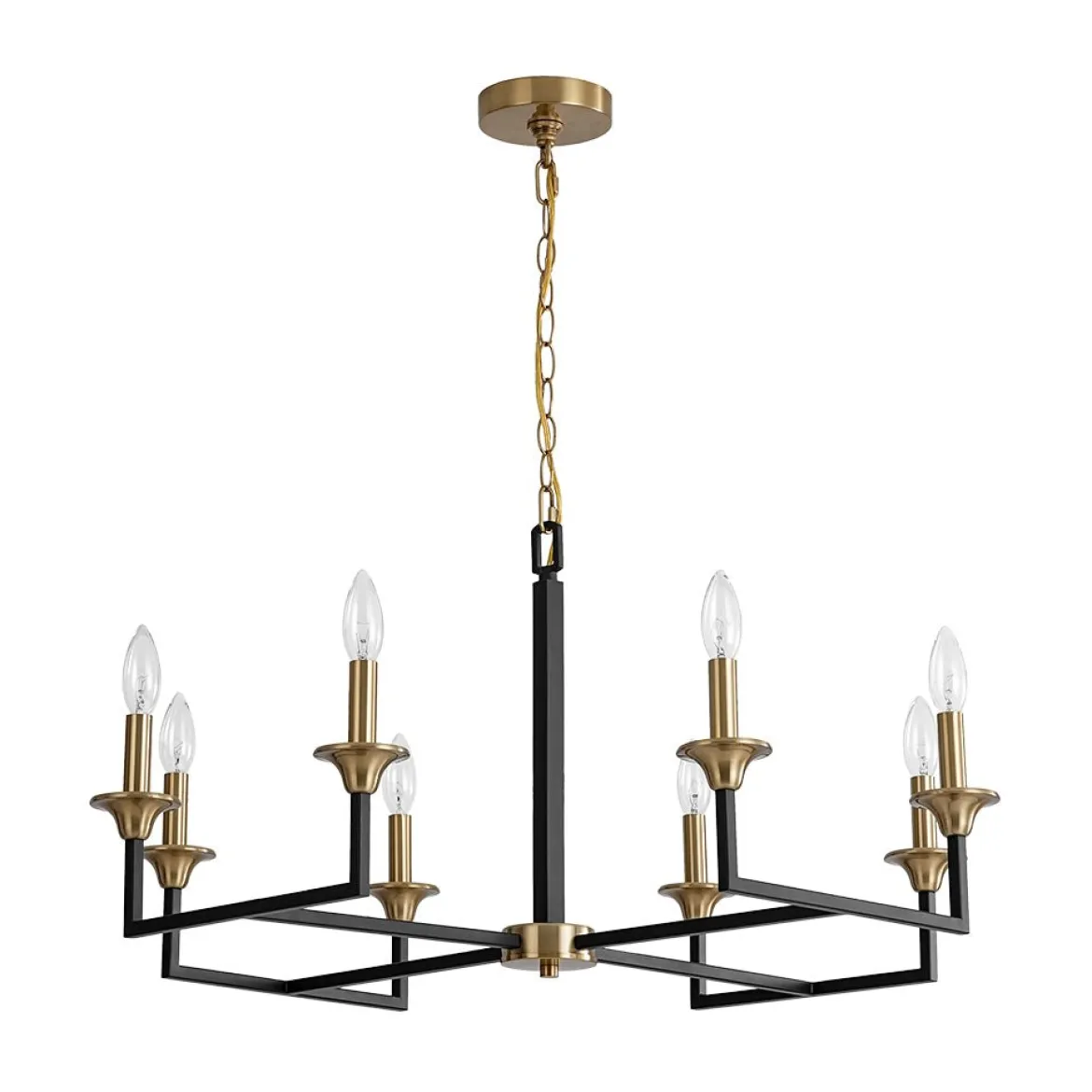 French Modern Iron 8-Light Candle Chandelier