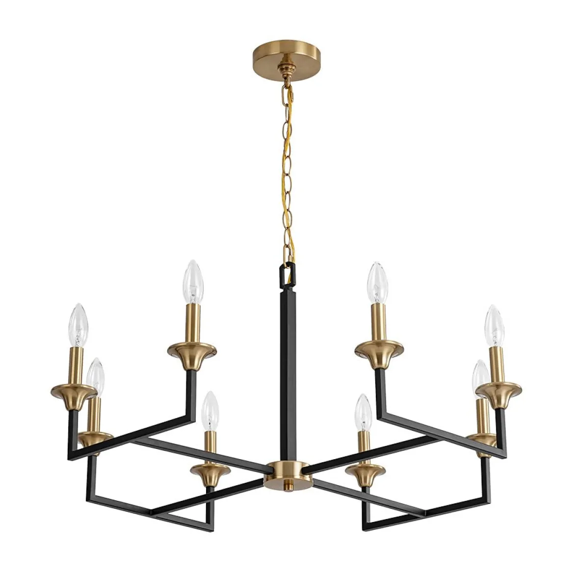 French Modern Iron 8-Light Candle Chandelier