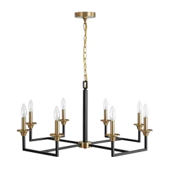 French Modern Iron 8-Light Candle Chandelier