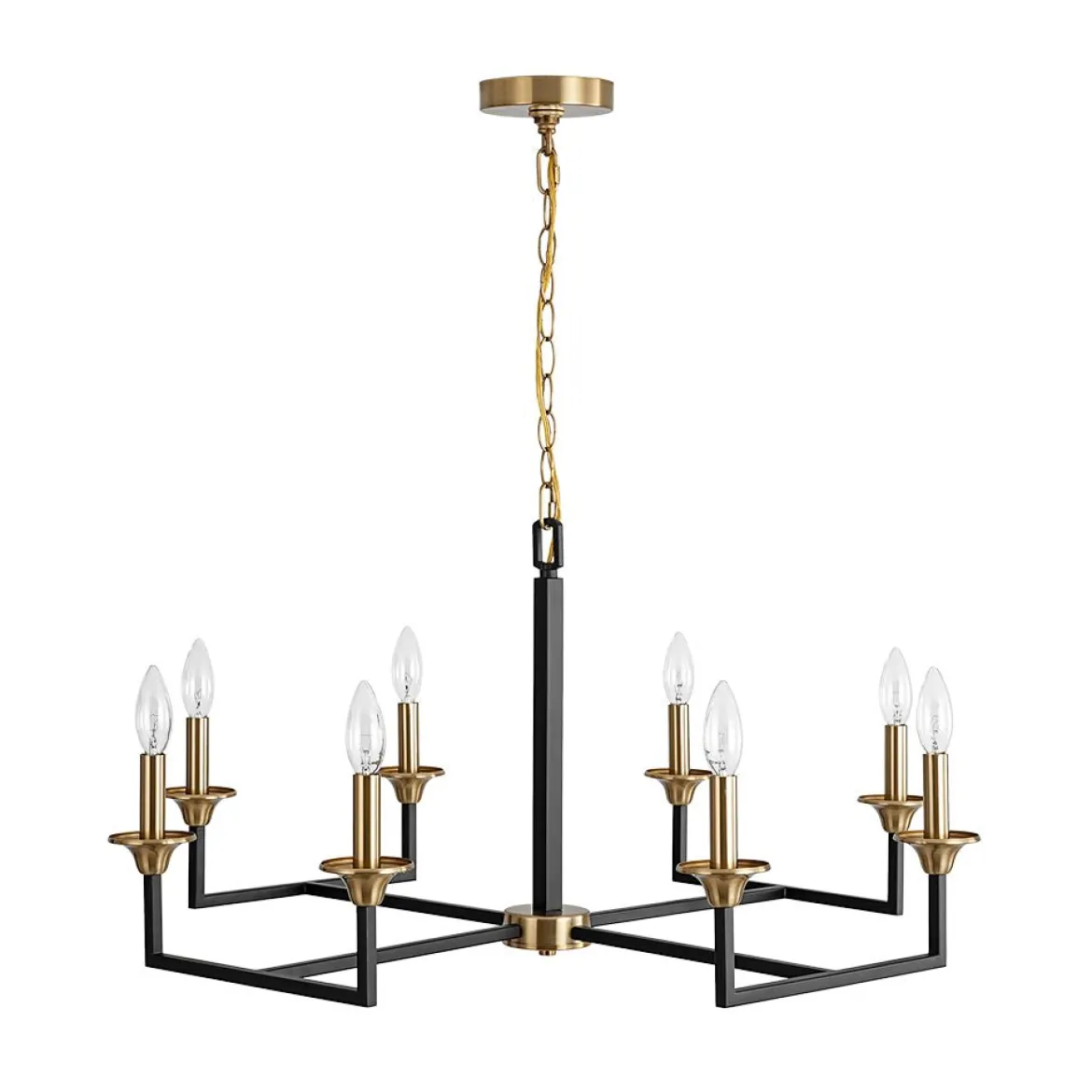 French Modern Iron 8-Light Candle Chandelier