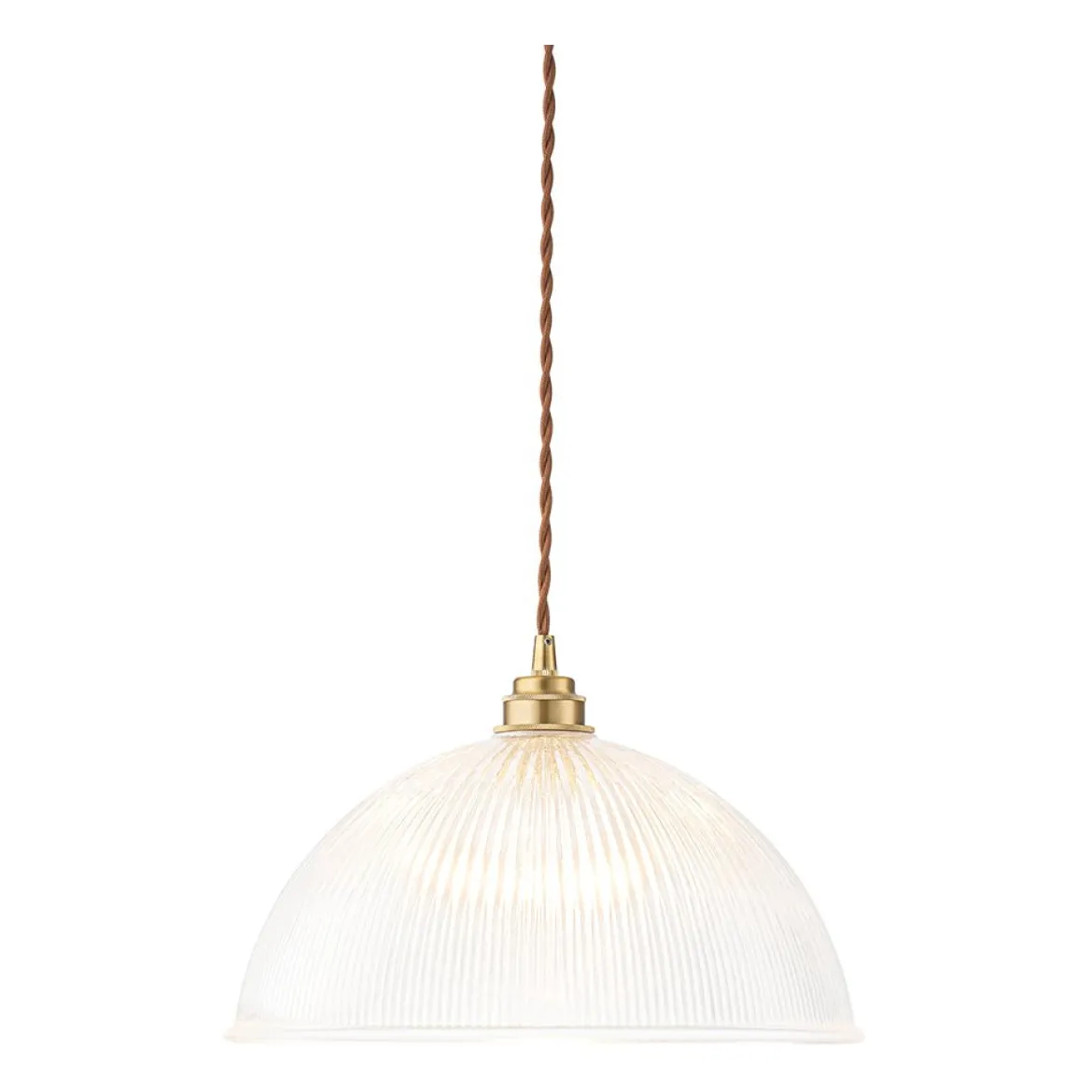 French Retro 1-Light Clear Ribbed Glass Dome Pendant