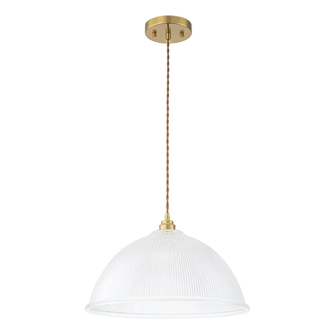 French Retro 1-Light Clear Ribbed Glass Dome Pendant