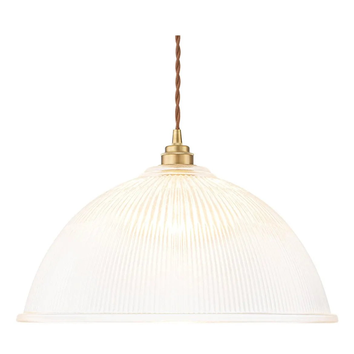 French Retro 1-Light Clear Ribbed Glass Dome Pendant