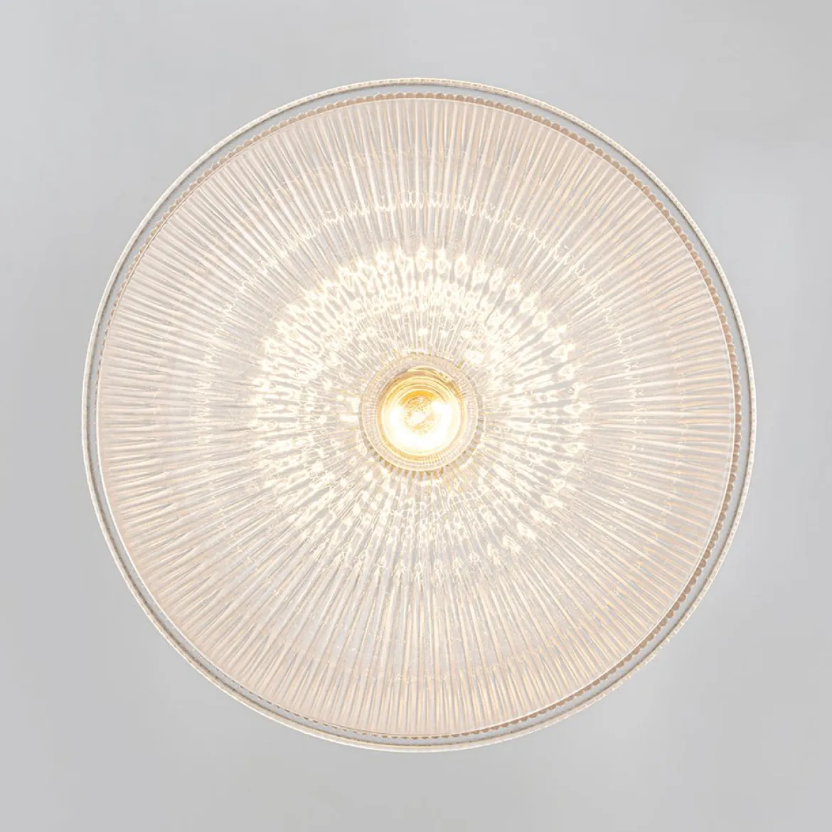 French Retro 1-Light Clear Ribbed Glass Dome Pendant