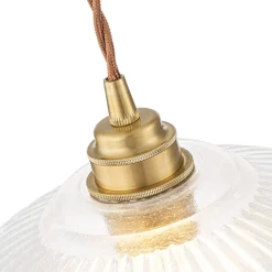 French Retro 1-Light Clear Ribbed Glass Dome Pendant