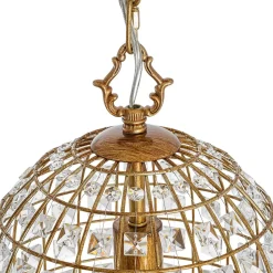 French Shabby Chic Antique Brass Crystal Cage Chandelier