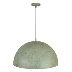 French Shabby Chic Weathered Patina Green Oversized Dome Pendant