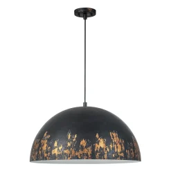 French Vintage Weathered Gilded Oversized Iron Dome Pendant
