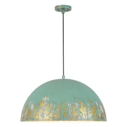 French Vintage Weathered Gilded Oversized Iron Dome Pendant