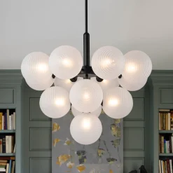 Frosted Ribbed Glass Bubble Chandelier