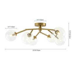 Funky Branch Style 6-Light Clear Glass Bubble Semi Flush Mount