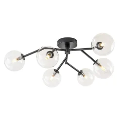 Funky Branch Style 6-Light Clear Glass Bubble Semi Flush Mount