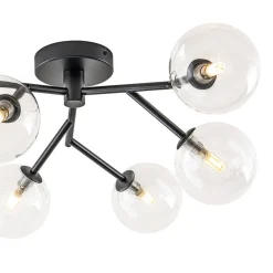 Funky Branch Style 6-Light Clear Glass Bubble Semi Flush Mount