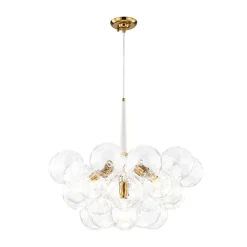 Funky Cluster Clear Faceted Glass Orb Bubble Chandelier