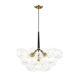 Funky Cluster Clear Faceted Glass Orb Bubble Chandelier