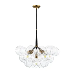 Funky Cluster Clear Faceted Glass Orb Bubble Chandelier