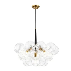 Funky Cluster Clear Faceted Glass Orb Bubble Chandelier