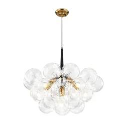 Funky Cluster Clear Faceted Glass Orb Bubble Chandelier