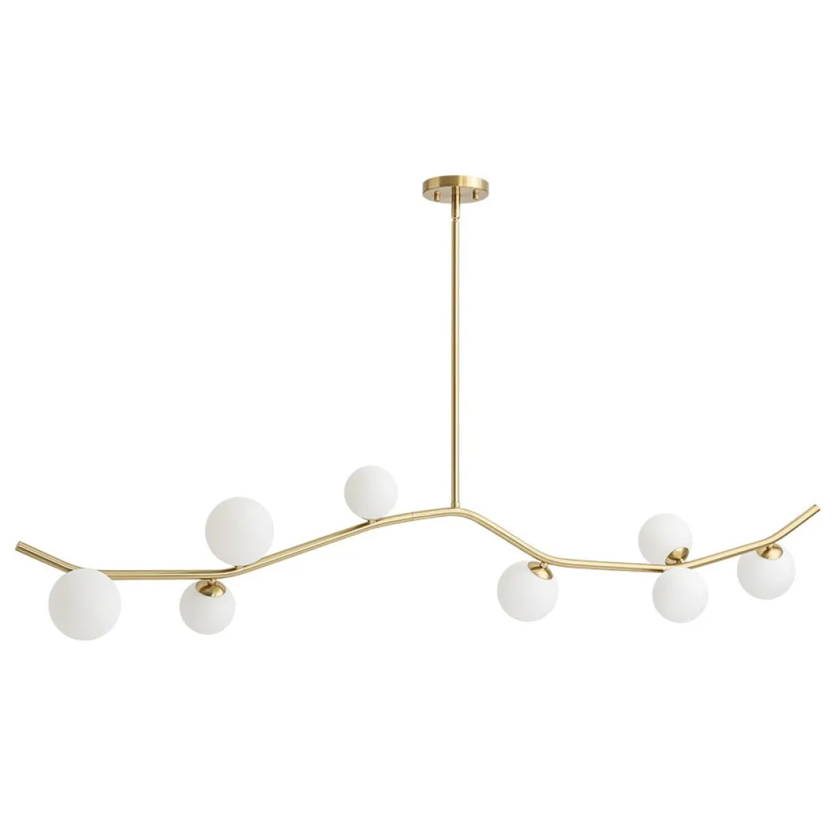 Funky Curved White Glass Bubble Linear Island Chandelier