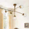 Funky 5-Light Seesaw Arched Arm Glass Globe Semi Flush Chandelier