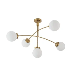 Funky 5-Light Seesaw Arched Arm Glass Globe Semi Flush Chandelier