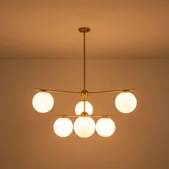 Funky Linear Sputnik Opal Glass Globe Tier Bubble Chandelier