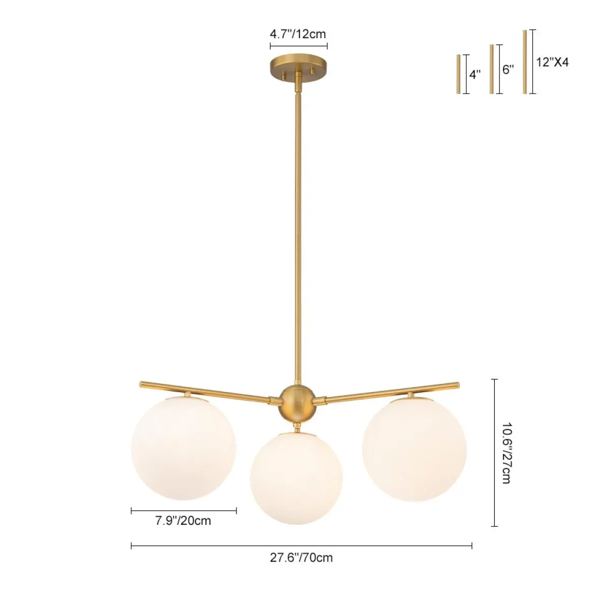 Funky Linear Sputnik Opal Glass Globe Tier Bubble Chandelier