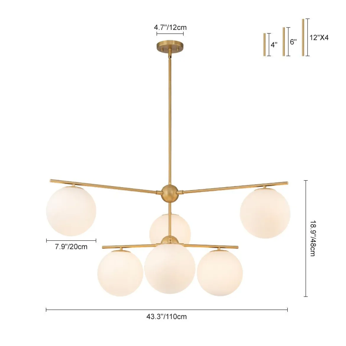 Funky Linear Sputnik Opal Glass Globe Tier Bubble Chandelier