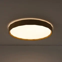 Geometric Wood Style Dimmable LED Flush Mount Light