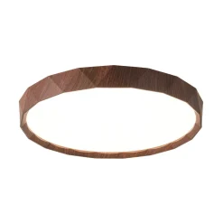 Geometric Wood Style Dimmable LED Flush Mount Light