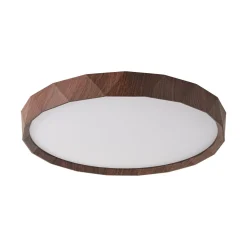Geometric Wood Style Dimmable LED Flush Mount Light