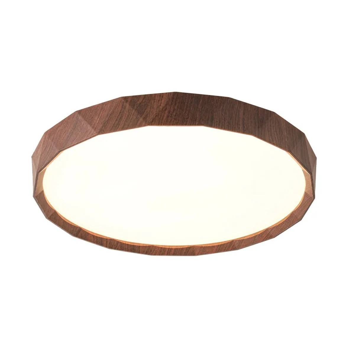 Geometric Wood Style Dimmable LED Flush Mount Light